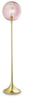 Ballroom vloerlamp, roze, glas, handgeblazen, dimbaar roze, goud