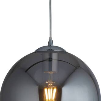 Balls Glazen hanglamp chroom globe 30cm smoke - Modern - Searchlight - 2 jaar garantie