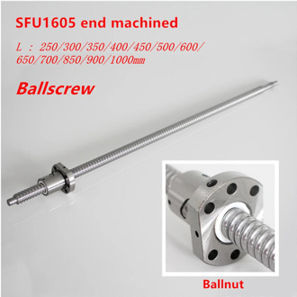 Ballscrew SFU1605 250mm 300 350 400 450 500 600 650 700 900 1000 1200 1500 2000mm w Ballnut Ball Screw RM 1605 End Machined CNC