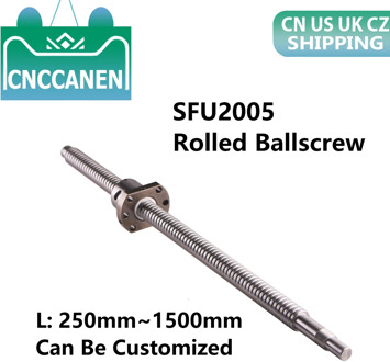 Ballscrew SFU2005 250 300 400 500 550 600 800 1500 1550 mm Ball Screw C7 with 2005 Flange Single Ball Nut Ballscrew End Machined
