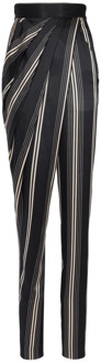 Balmain Asymmetric draped satin trousers Balmain , Black , Dames - M,S,Xs,2Xs