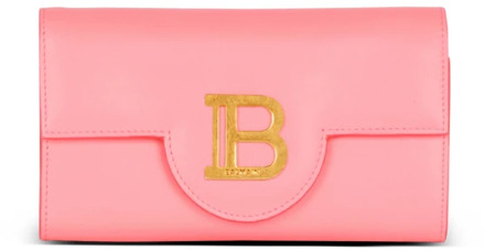 Balmain B-Buzz portemonnee van generfd leer Balmain , Pink , Dames - ONE Size