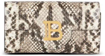 Balmain B-Buzz portemonnee van slangenleer-effect Balmain , Brown , Dames - ONE Size
