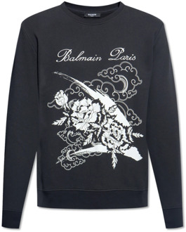 Balmain Bedrukte sweatshirt Balmain , Black , Heren - 2Xl,Xl,L,M