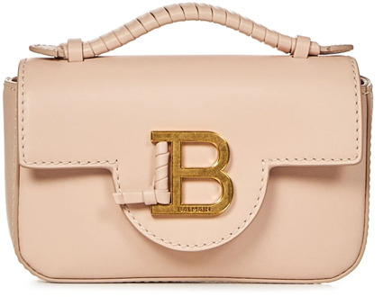 Balmain Beige Mini Handtas met Gouden B Monogram Balmain , Beige , Dames - ONE Size