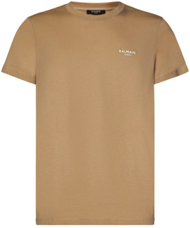 Balmain Beige Ribgebreide T-shirts en Polos Balmain , Beige , Heren - Xl,S