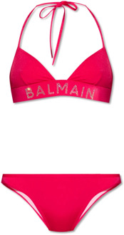 Balmain Bikini met logo Balmain , Pink , Dames - Xl,L,M,S,Xs,2Xs