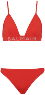 Balmain Bikini met strass-steentjes in driehoeksvorm Balmain , Red , Dames - M,S,Xs,2Xs