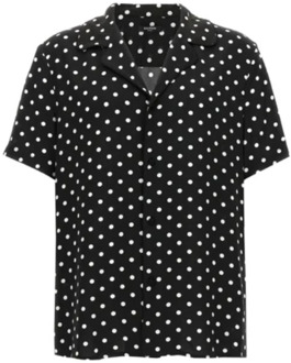 Balmain Bowling Kraag Shirt met Witte Polka Dot Print Balmain , Black , Heren - L,M
