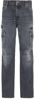 Balmain Cargo broek met versleten effect Balmain , Gray , Heren - W28,W34,W29,W30