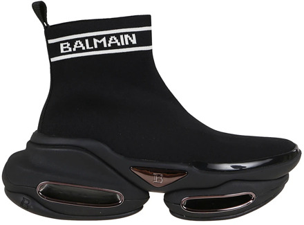 Balmain Chunky High-Top Gebreide Sneakers Balmain , Black , Heren - 41 EU