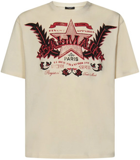 Balmain Crèmekleurig Katoenen T-Shirt - Klassiek Model Balmain , Beige , Heren