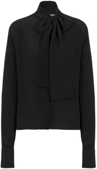 Balmain Crepe blouse met strikkraag Balmain , Black , Dames - M,S,Xs,2Xs