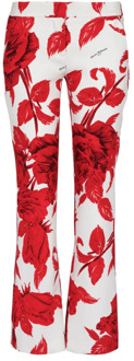 Balmain Crepe broek met rozenprint Balmain , Red , Dames - M,S,Xs
