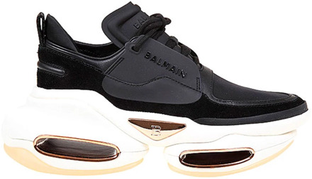 Balmain Dames Leren en Stoffen Sneakers Balmain , Black , Dames - 40 EU