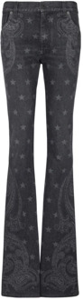 Balmain Denim jeans met sterren- en paisleyprint Balmain , Black , Dames - M,S,Xs,2Xs