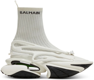 Balmain Eenhoorn hoge sneakers in mesh en leer Balmain , White , Heren - 41 Eu,45 Eu,42 Eu,46 Eu,40 Eu,44 Eu,43 EU