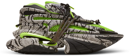 Balmain Eenhoorn mesh en slangenleer-effect sneakers. Balmain , Multicolor , Heren - 41 Eu,40 Eu,39 Eu,42 EU