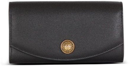 Balmain Emblème clutch van generfd kalfsleer Balmain , Black , Dames - ONE Size