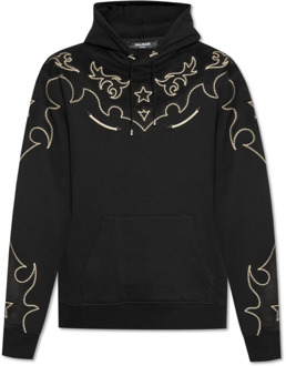Balmain Embroidered hoodie Balmain , Black , Heren - 2Xl,Xl,L,M