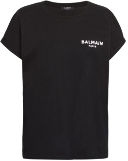Balmain Flock T-shirt Balmain , Black , Dames - Xl,L,M,S,Xs