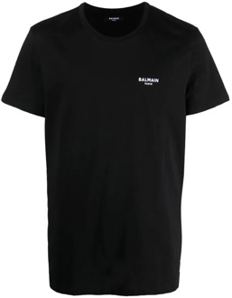 Balmain Flock T-shirt Zwart/Wit Balmain , Black , Heren - 2Xl,Xl,L,M,S