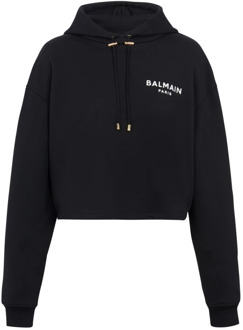 Balmain Flocked Paris hoodie Balmain , Black , Dames - Xl,L,M,S,Xs