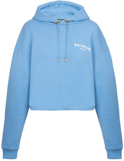 Balmain Flocked Paris hoodie Balmain , Blue , Dames - L,M,S,Xs