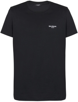 Balmain Flocked T-shirt Balmain , Black , Heren - 2Xl,Xl,L,M,S,Xs