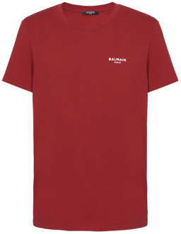 Balmain Flocked T-shirt Balmain , Red , Heren - 2Xl,Xl,M,S,Xs