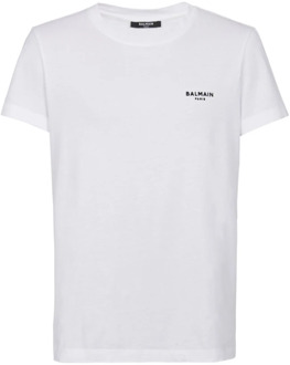 Balmain Flocked T-shirt Balmain , White , Heren - Xl,M