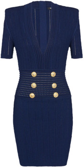 Balmain Gebreide jurk Balmain , Blue , Dames - L,M,S,Xs,2Xs