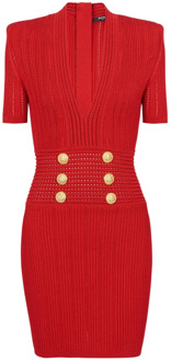 Balmain Gebreide jurk Balmain , Red , Dames - L,M,S,Xs,2Xs