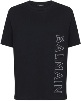 Balmain Geëmbosseerd T-shirt Balmain , Black , Heren - 2Xl,Xl,L,M,S,Xs,3Xl