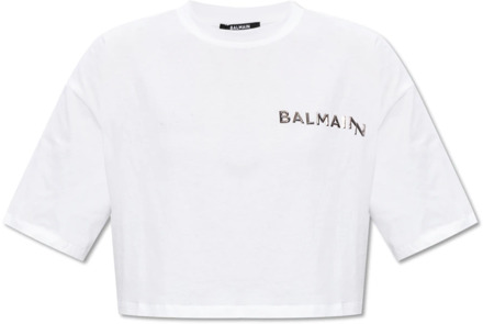 Balmain Geknipt T-shirt Balmain , White , Dames - L,M,S,Xs