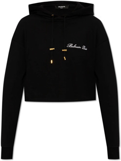 Balmain Geknipte hoodie Balmain , Black , Dames - L,M,S,Xs