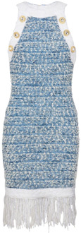 Balmain Gerande denim tweed jurk Balmain , Blue , Dames - M,S,Xs,2Xs