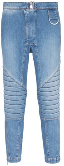 Balmain Geribbelde katoenen slim-fit jeans Balmain , Blue , Heren - W30,W32,W28,W33,W34,W29,W31