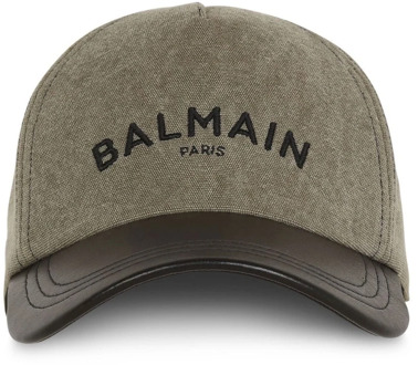 Balmain Groene Logo Hoed met Band Sluiting Balmain , Green , Heren - ONE Size
