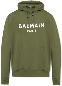 Balmain Hoodie met logoprint Balmain , Green , Heren - 2Xl,Xl,L,M