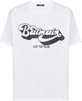 Balmain Jaren 70 T-shirt Balmain , White , Heren - M,Xs