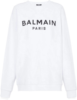 Balmain Katoenen bedrukte logo-sweatshirt Balmain , White , Heren - 2Xl,Xl,L,M