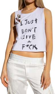 Balmain katoenen cropped T-shirt met print Wit