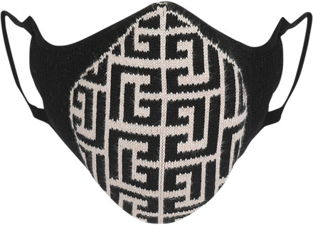Balmain Katoenen masker met monogram Balmain , Black , Dames - ONE Size