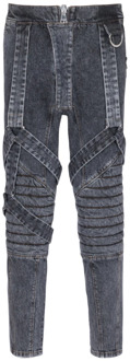 Balmain Katoenen slim-fit jeans met bandjes Balmain , Black , Heren - W33