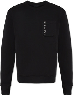Balmain Katoenen sweatshirt Balmain , Black , Heren - 2Xl,Xl,M