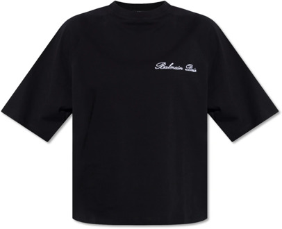 Balmain Katoenen T-shirt Balmain , Black , Dames - L,M,S,Xs