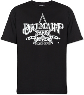 Balmain Katoenen T-shirt Balmain , Black , Heren - 2Xl,Xl,L,M,S