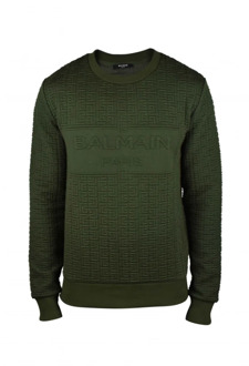 Balmain Khaki Groene Katoenen Sweatshirt Balmain , Green , Heren - L,S