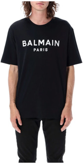 Balmain Klassiek Logo T-Shirt Balmain , Black , Heren - Xl,L,M,S